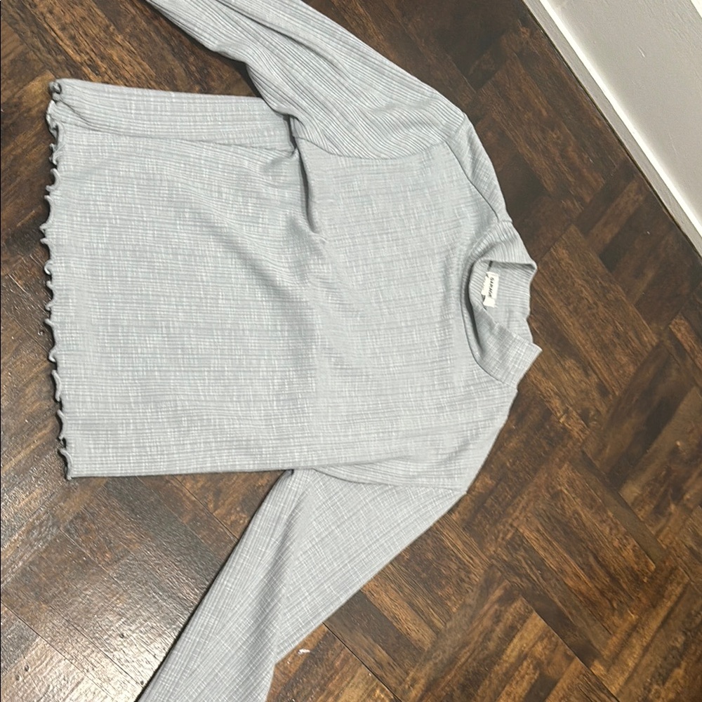 Garage Gray Sweatshirt with Long Sleeves and Ruffled Hem